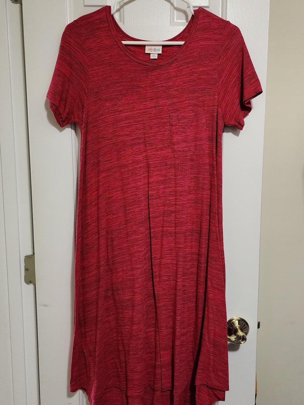 LuLaRoe Carly Pink Short Sleeve Midi Pocket Dress XS
